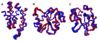 Fully automated NMR protein structure determination: Protein structures obtained by fully automated structure determination with the FLYA algorithm (blue) are virtually identical to the corresponding NMR structures determined by conventional methods (red). (a) ENTH domain At3g16270(9–135) from Arabidopsis thaliana. (b) Rhodanese homology domain At4g01050(175–295) from Arabidopsis thaliana. (c) Src homology domain 2 (SH2) from the human feline sarcoma oncogene Fes.